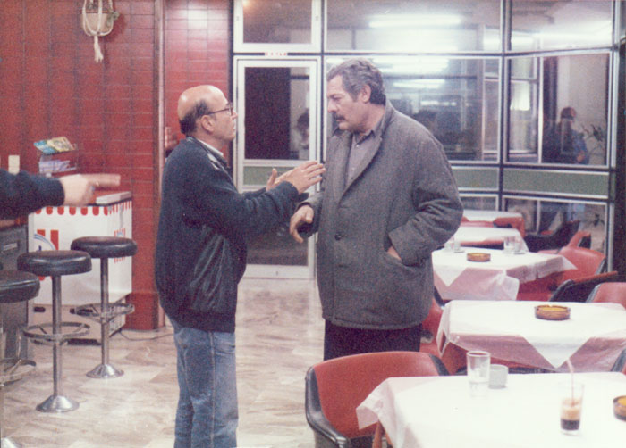 Theo&nbsp;Angelopoulos&nbsp;und&nbsp;Marcello&nbsp;Mastroianni&nbsp;während&nbsp;Dreharbeiten&nbsp;zum&nbsp;Film&nbsp;«Der&nbsp;Bienenzüchter».