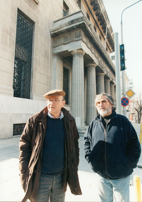 &nbsp;Theo&nbsp;Angelopoulos&nbsp;und&nbsp;Yorgos&nbsp;Arvanitis&nbsp;während&nbsp;Dreharbeiten&nbsp;zum&nbsp;Film&nbsp;«Die&nbsp;Ewigkeit&nbsp;und&nbsp;ein&nbsp;Tag»,&nbsp;Fotoreportage&nbsp;in&nbsp;Griechenland&nbsp;und&nbsp;im&nbsp;Ausland:&nbsp;Yanis&nbsp;Kiriakidis.