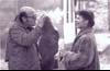 Theo Angelopoulos und Aliki Yeorguli während Dreharbeiten zum Film «Die Wanderschauspieler», 1974.