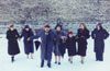 Eva Kotamanidou, Nina Papazaphiropoulos, Vanghelis Kazan, Aliki Yeorgouli, Maria Vassiliou e Yannis Firios nel film "La recita"